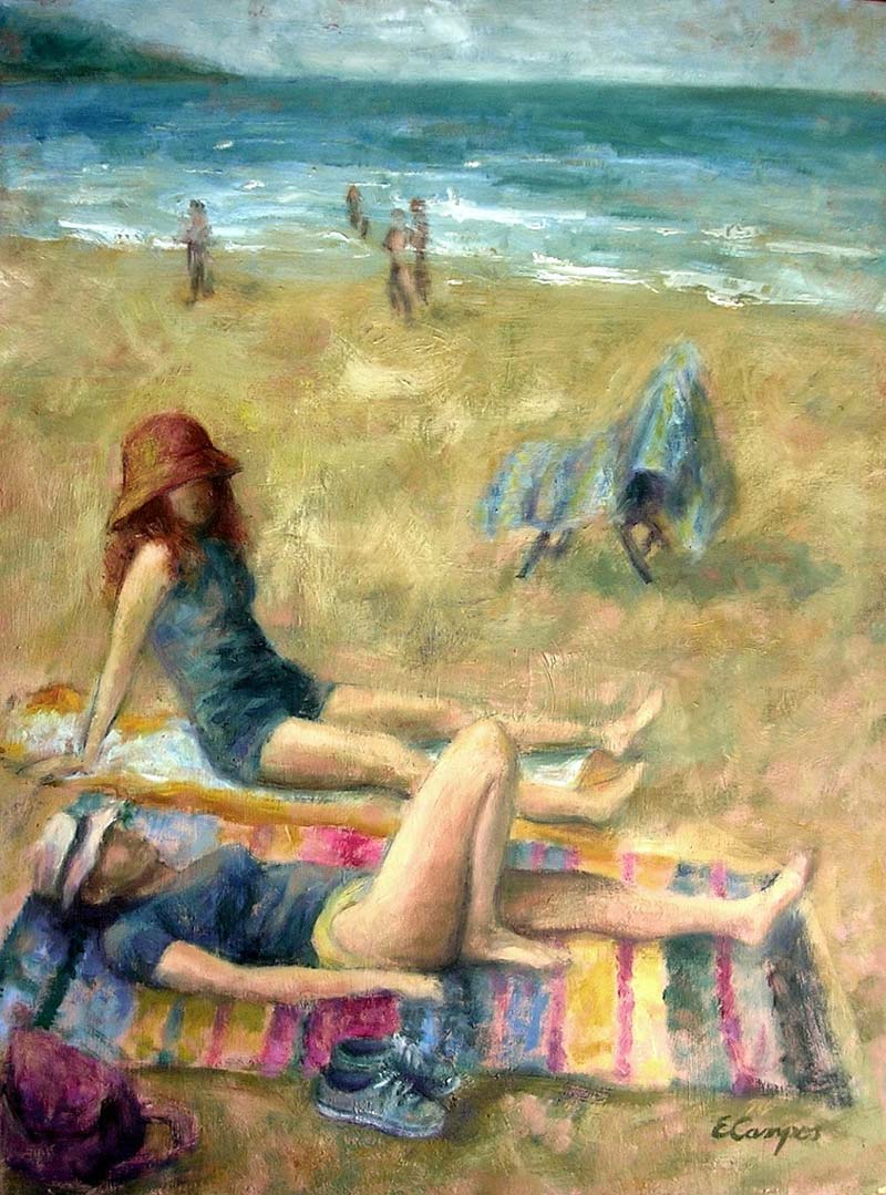 E y R en la playa