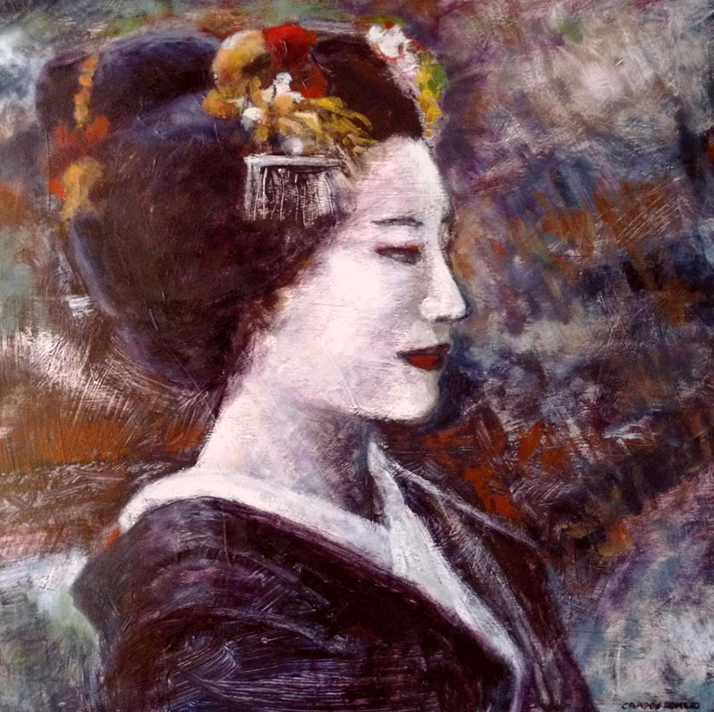 Geisha, fondo oscuro