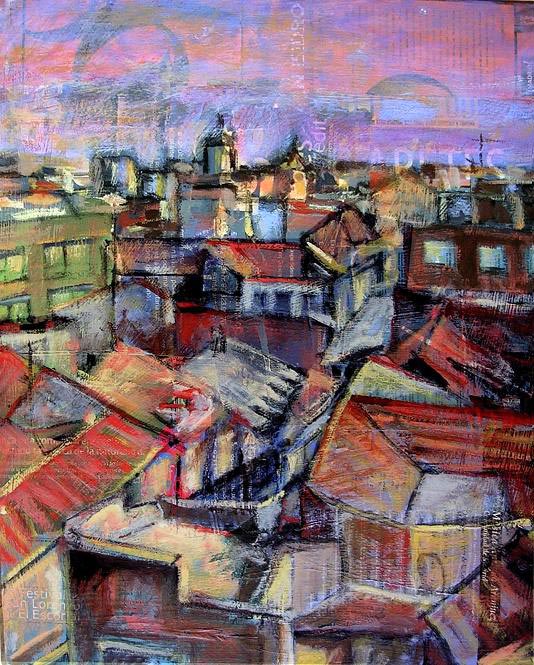 Pintora Elisa Campos - Tejados de Madrid - collage