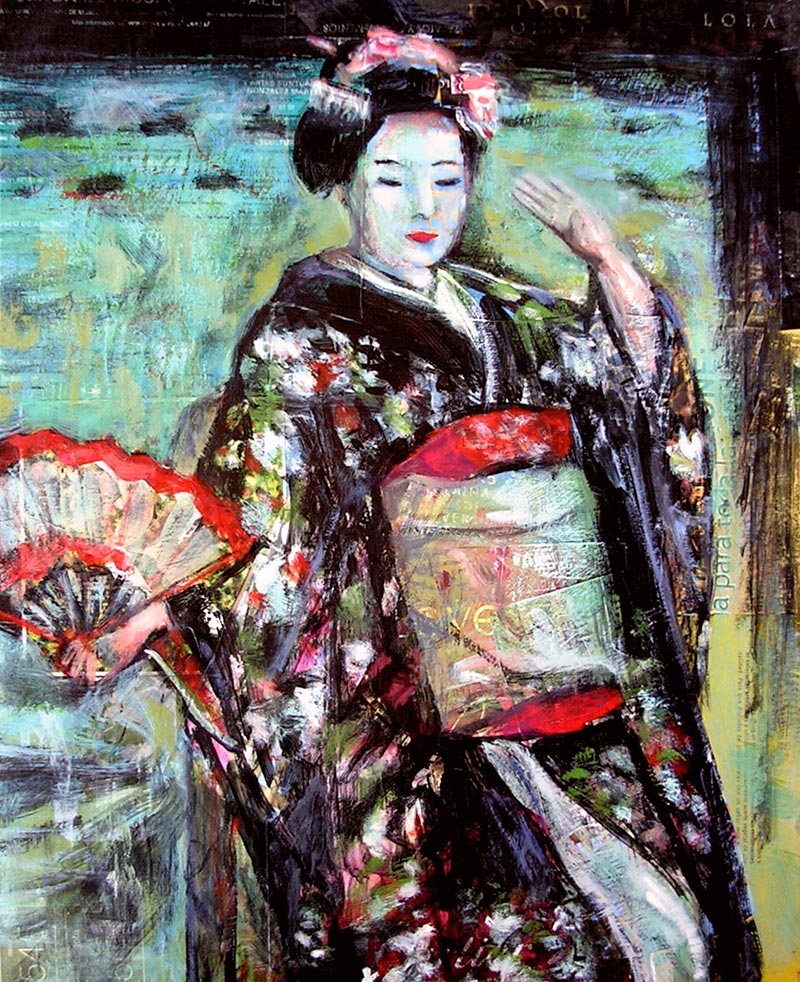 Pintora Elisa Campos - Geisha, collage